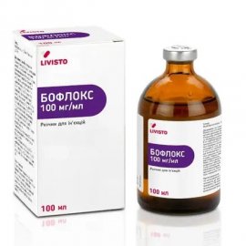 Livisto Бофлокс розчин для ін'єкцій 10% при захворюваннях органів дихання та маститі для тварин