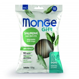 Monge Dog Gift Mini Dog Adult Salmon & Sage лакомство для собак мелких пород, зубные стики ЛОСОСЬ и ШАЛФЕЙ