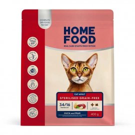 Home Food (Хоум Фуд) Cat Adult Duck Fillet with Pear гипоаллергенный беззерновой корм для стерилизованнх кошек УТКА и ГРУША