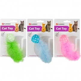 Flamingo POLKA BALL іграшка для кішок, м'яч із пером