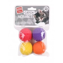 GiGwi (Гигви) Catch&Scratch ЧЕТЫРЕ МЯЧИКА игрушка для котов, 4 см