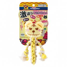 DoggyMan Cotton Tiger жувальна іграшка з пищалкою для собак ТИГР З КАНАТОМ