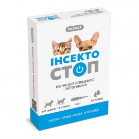 ProVet Інсектостоп краплі від бліх та кліщів для кошенят та цуценят на основі фіпронілу ProVet Інсектостоп краплі від бліх та кліщів для кошенят та цуценят на основі фіпронілу
