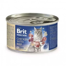 Brit Premium Cat Chicken & Beef консервы для кошек, паштет КУРИЦА и ГОВЯДИНА
