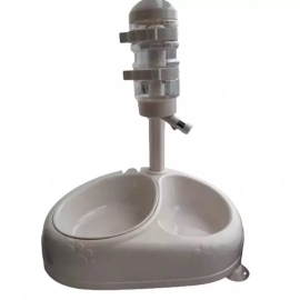 Animall Поїлка годівниця подвійна на підставці, біла