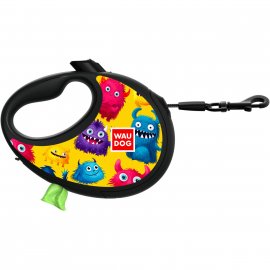 WAUDOG R-leash повідець рулетка з контейнером для пакетів, світловідбивна стрічка, МОХНАТІ МОНСТРИ WAUDOG R-leash повідець рулетка з контейнером для пакетів, світловідбивна стрічка, МОХНАТІ МОНСТРИ