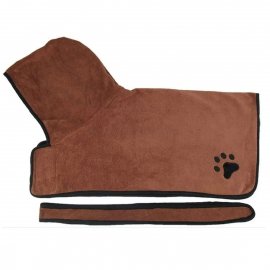 Fovis Derby полотенце-халат из микрофибры с капюшоном и поясом для собак и кошек, коричневый