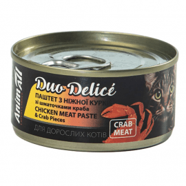 AnimAll Duo Delice Chicken Meat Paste влажный корм для кошек КУРИЦА и КРАБ, паштет