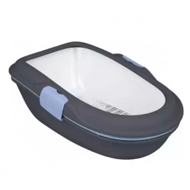 Trixie BERTO туалет для кота с бортиком и сеткой, темно-серый