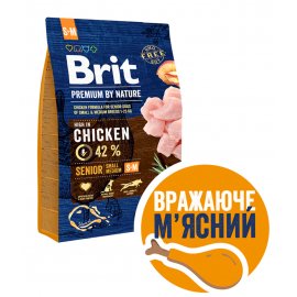 Brit Premium Dog Senior Small & Medium S/M Chicken сухий корм для літніх собак дрібних і середніх порід КУРКА Brit Premium Dog Senior Small & Medium S/M Chicken сухий корм для літніх собак дрібних і середніх порід КУРКА