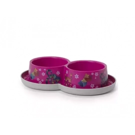 Moderna Friends Forever миска пластикова подвійна для кішок, яскраво-рожевий