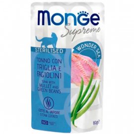 Monge Supreme Sterilised Cat Tuna Flakes, Mullet & Green Beans вологий корм для кастрованих котів ТУНЕЦЬ, КЕФАЛЬ та СТРУЧКОВА ФАСОЛЬ