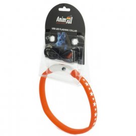 Animall USB Led Flashing Collar нашийник для собак з підзарядкою USB, помаранчевий/зірки