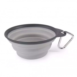DEXAS Collapsible Travel Cup - Миска складная дорожная с карабином для собак и кошек, светло-серый