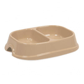 Природа Модерн подвійна пластикова миска для собак і котів, світло-бежева