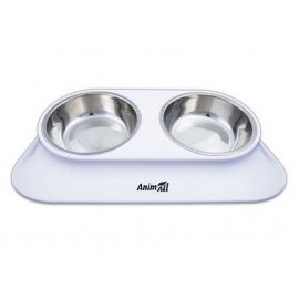 AnimAll Подвійна миска для тварин з підставкою БІЛИЙ