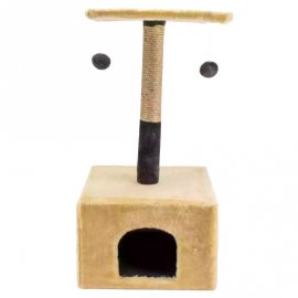 Пухнастики кігтеточка будиночок з полицею для кішок, бежевий