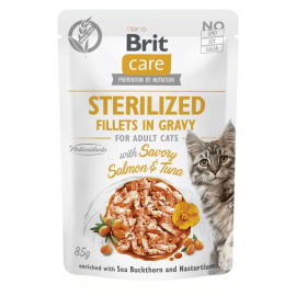 Brit Care Cat Sterilized Fillets in Gravy Savory Salmon & Tuna консервы для стерилизованных кошек ЛОСОСЬ и ТУНЕЦ