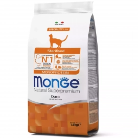 Monge Cat Monoprotein Sterilised Duck сухой монопротеиновый корм для стерилизованных кошек УТКА Monge Cat Monoprotein Sterilised Duck сухой монопротеиновый корм для стерилизованных кошек УТКА