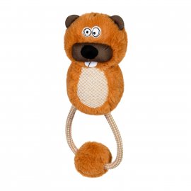 GiGwi (Гигви) Eco Friendz БОБЁР игрушка для собак с пищалкою и веревкой