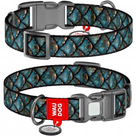 Collar WAUDOG Nylon нейлоновий нашийник для собак з QR-адресою, пластиковий фастекс, ЛУСКА