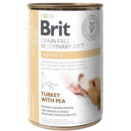 Brit Veterinary Diets Dog Grain Free Hepatic Turkey & Pea консерви для підтримки работи печінки собак ИНДИЧКА та ГОРОХ