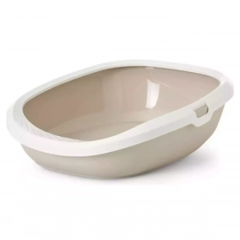 Savic GIZMO MEDIUM туалет для котів з бортиком, білий мокко