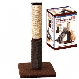 CattyMan Scratcher Massage Poll кігтеточка стовпчик для котів із масажною щіткою, коричневий/бежевий