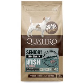 Quattro (Кваттро) Senior & Diet Small Breed White Fish & Krill сухий корм для літніх собак малих порід і схильних до повноти БІЛА РИБА і КРИЛЬ