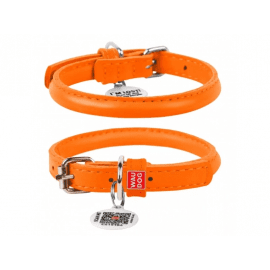 Collar WAUDOG Glamour кожаный ошейник для собак круглый, ОРАНЖЕВЫЙ