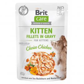 Brit Care Cat Kitten Fillets in Gravy Choice Chicken, Sea Buckthorn & Nasturtium консервы для котят КУРИЦА в соусе c ОБЛЕПИХОЙ и НАСТУРЦИЕЙ