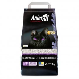 AnimAll Expert Choice ЛАВАНДА бентонитовый комкующийся наполнитель для кошачьего туалета, средняя фракция, 5 кг