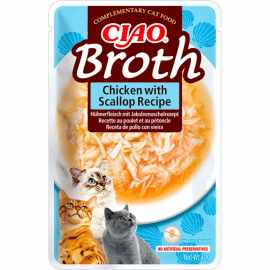 Inaba Cat Ciao Broth Chicken with Scallop вологий корм для котів бульйон КУРКА з ГРЕБІНЦЯМИ