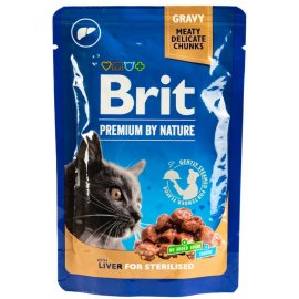 Brit Premium Cat Sterilized Liver консервы для стерилизованных кошек, кусочки в соусе ПЕЧЕНЬ