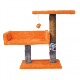 Пухнастики кігтеточка з диваном для кішок, рудий з сірим