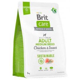 Brit Care Dog Sustainable Adult Medium Breed Chicken & Insect сухой корм для собак средних пород КУРИЦА и НАСЕКОМЫЕ