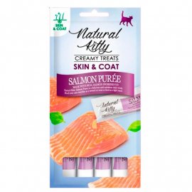 Natural Kitty Creamy Treat Skin&Coat Salmon Puree кремовое лакомство для здоровья кожи и шерсти кошек, пюре, ЛОСОСЬ