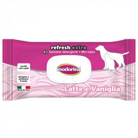 Inodorina Extra Latte e Vaniglia вологі серветки для котів та собак з ароматом молока та ванілі