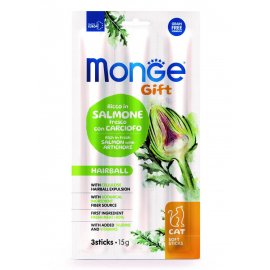 Monge Cat Gift Hairball Adult Salmon & Artichoke лакомство для гигиены зубов и выведения шерсти у кошек ЛОСОСЬ и АРТИШОК