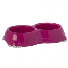 Moderna СМАРТІ подвійна миска пластикова для собак і кішок №1, яскраво-рожева