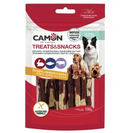 Camon (Камон) Treats & Snacks Rabbit, Codfish and Bovine лакомство для собак, полоски КРОЛИК, ТРЕСКА и СЫРОМЯТНАЯ КОЖА 13 см