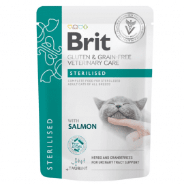Brit Veterinary Diets Cat Grain Free Sterilised Salmon консерви для підтримки сечовивідних шляхів у котів ЛОСОСЬ