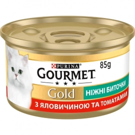 Gourmet Gold (Гурме Голд) НЕЖНЫЕ БИТОЧКИ ГОВЯДИНА И ТОМАТЫ, консерва для кошек