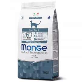 Monge Cat Monoprotein Sterilised Trout сухой монопротеиновый корм для стерилизованных кошек ФОРЕЛЬ Monge Cat Monoprotein Sterilised Trout сухой монопротеиновый корм для стерилизованных кошек ФОРЕЛЬ