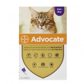 Bayer Advocate (Адвокат) спот-он капли от блох, чесоточных клещей, профилактика дирофиляриоза для кошек