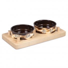 Природа Этно керамические миски на подставке для кошек и собак