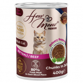 How Meow Adult Cat Beef in jelly влажный корм для кошек, кусочки в желе ГОВЯДИНА