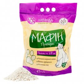 Мафин Лаванда комкующийся бентонитовый наполнитель для кошачьего туалета