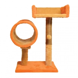 Пухнастики кігтеточка з диваном та тунелем для кішок, рудий