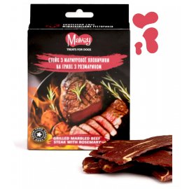 Mavsy Refined Jerky Grilled Marbled Beef Steak & Rosemary ласощі для собак від 3 місяців СТЕЙК З МАРМУРОВОЇ ЯЛОВИЧИНИ НА ГРИЛІ З РОЗМАРИНОМ